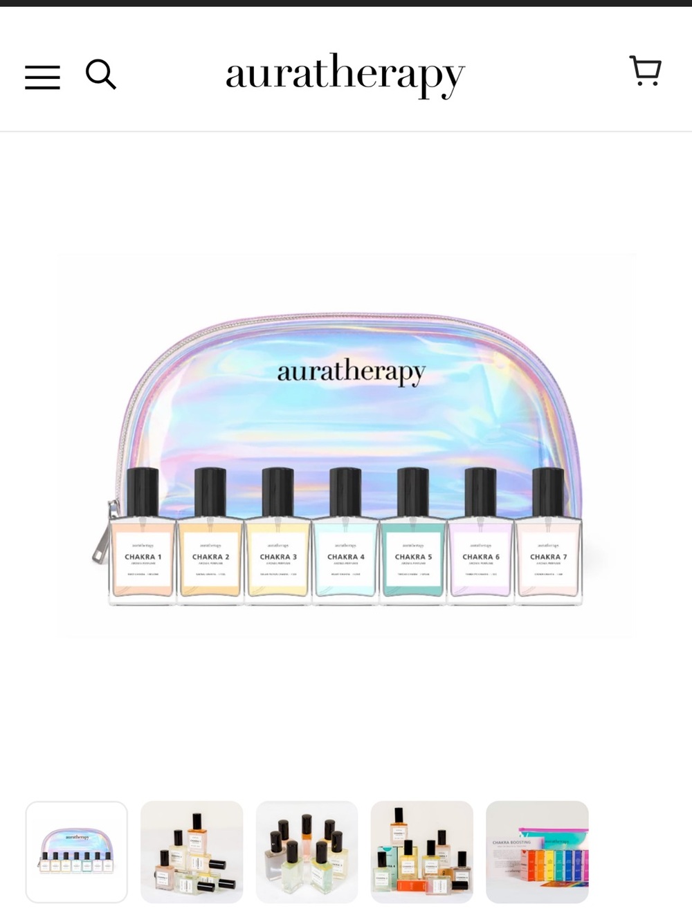 auratherapy Chakra boosting aromaPerfume Set with Iridescent Pouch 7 pcs set